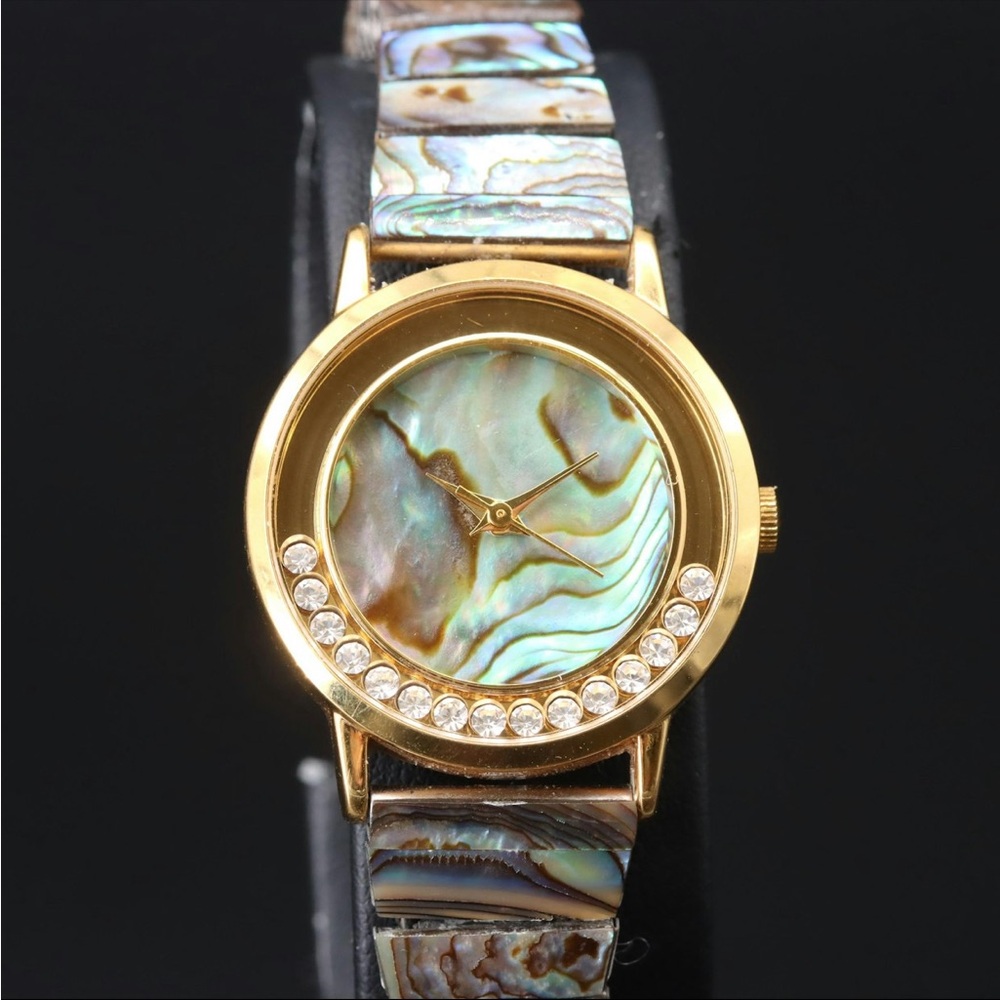 Futura Watch Women 27mm Crystal Gold Tone Abalone